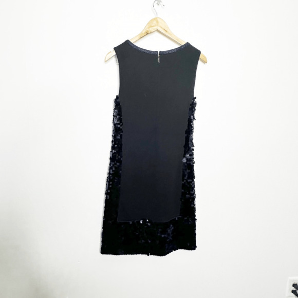 TORY BURCH Wool Sheath SEQUIN Dress Navy Blue black paneled womens s SMALL - Picture 6 of 8